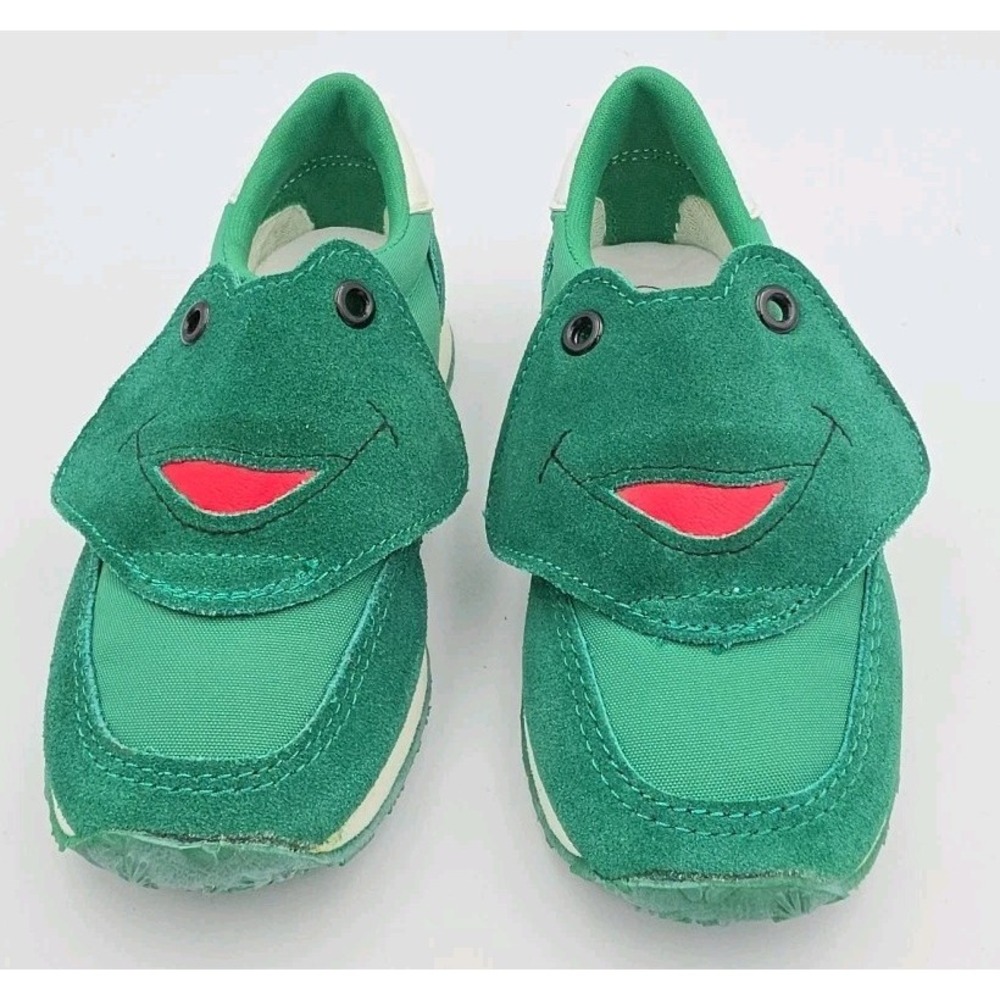 Vintage Zoo Shoes Green Frog Toddler Leather Sneakers Size 7 NIB 1984 Retro
